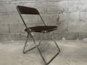 Chaise pliante italienne "MC ARREDAMENTI METALLICI", velour marron, années 70.webp