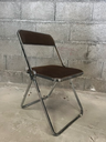Chaise pliante italienne "MC ARREDAMENTI METALLICI", velour marron, années 70-2.webp