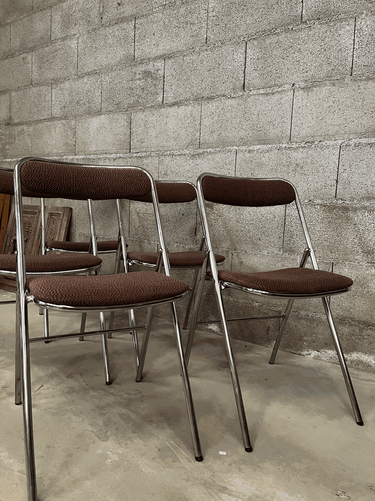 Chaise en chrome et tissu marron "SOUVIGNET"-2.webp