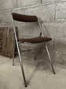 Chaise en chrome et tissu marron "SOUVIGNET".webp