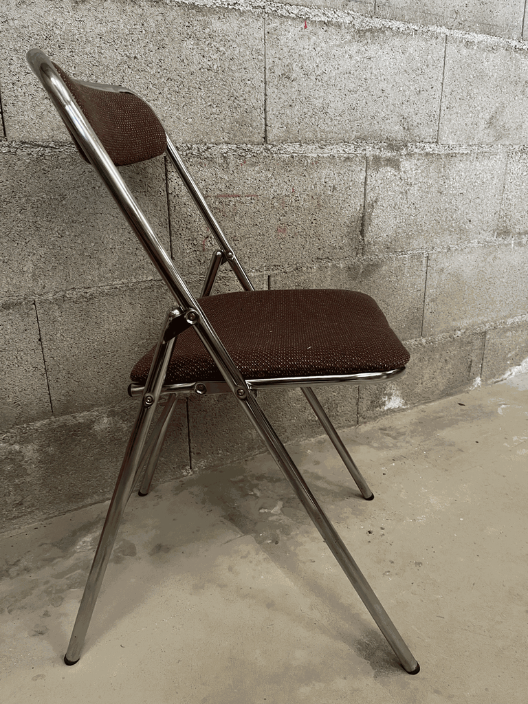 Chaise en chrome et tissu marron "SOUVIGNET"-5.webp