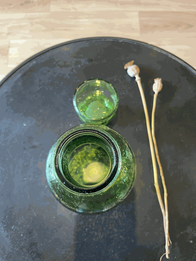 carafe en verre bullé,couleur verte ,années 70-3.webp