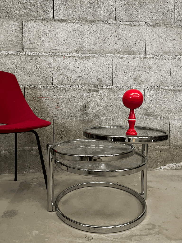 Table en verre 3 plateaix verre et chrome-2.webp