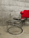 Table en verre 3 plateaix verre et chrome.webp