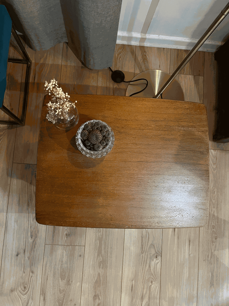 petite table d'appoint en bois,esprit scandinave,pieds compas ,rénovée-4.webp