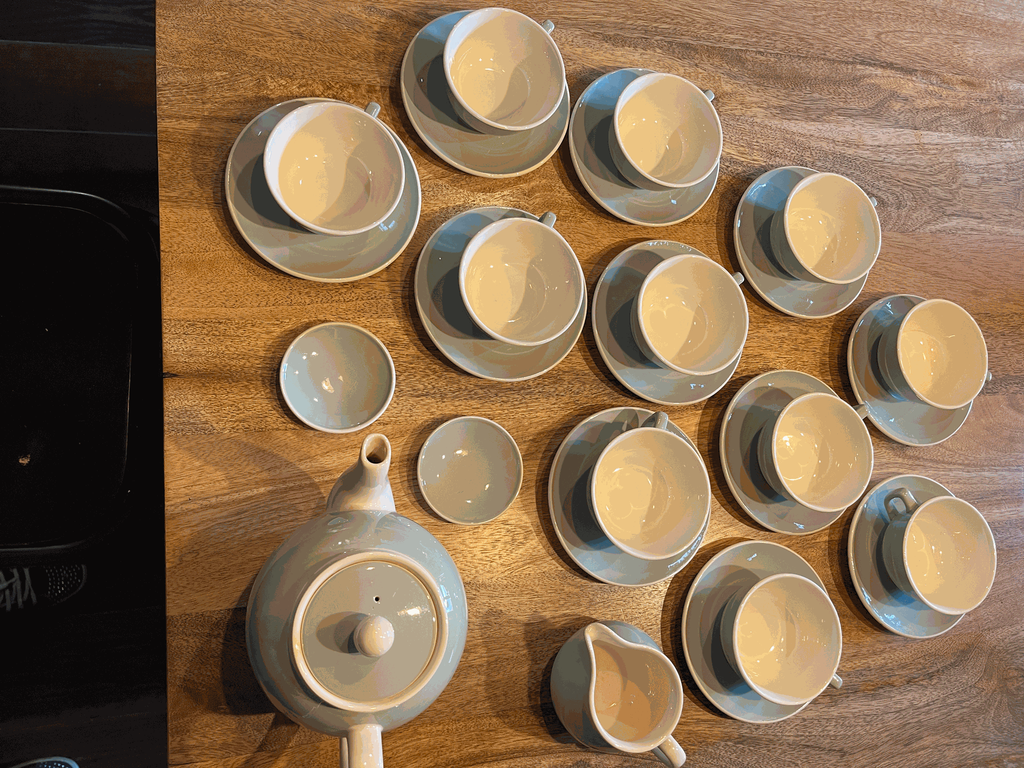 service à thé "villeroy&Boch",vert eau et blanc,années 50-3.webp