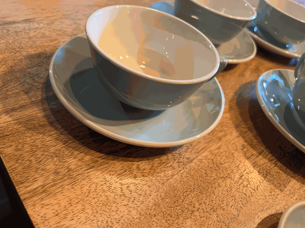 service à thé "villeroy&Boch",vert eau et blanc,années 50-4.webp