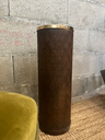 Porte-parapluie "LINCRUSTA LOREID", art déco tube incassable carton bouilli avec cerclage en cuivre et similicuir marron-2.webp