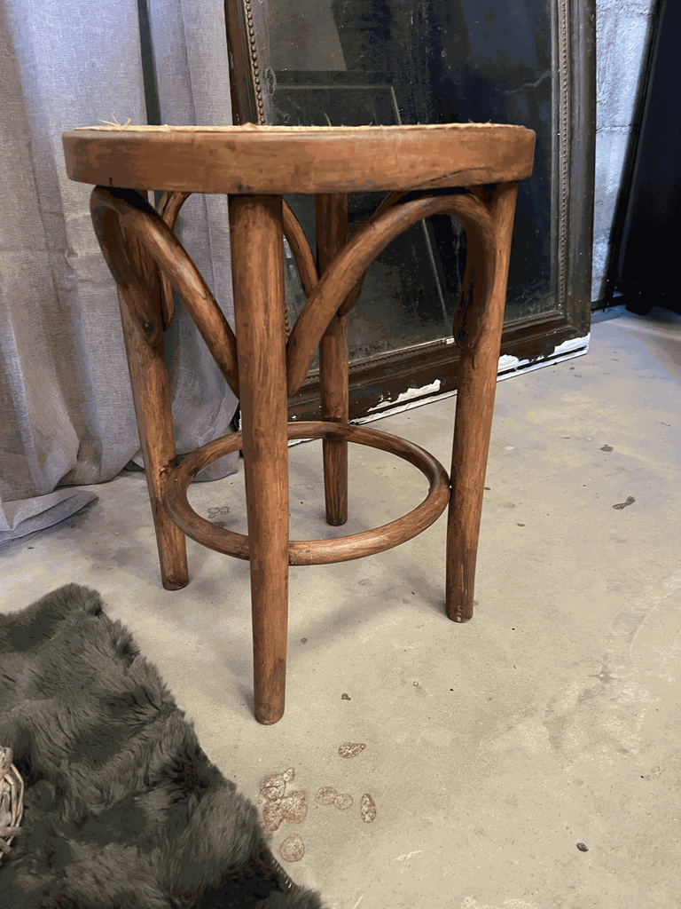 Tabouret cannage et bois, vintage marque-1.webp