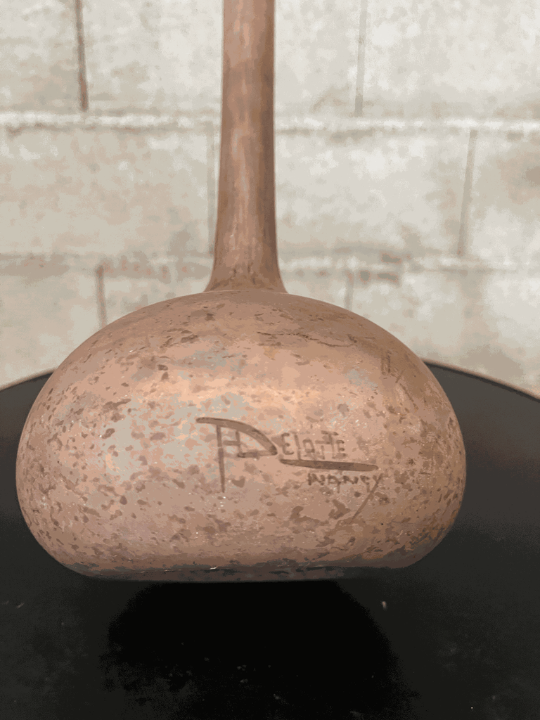 Vase BERLUZE en verre marmoréen beige, marron clair signé André DELATTE Nancy (1887-1953).webp