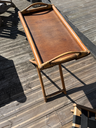 Desserte en bois et rotin, vintage