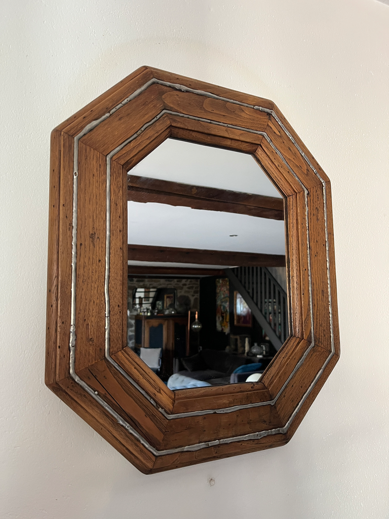 Miroir en bois octogonal, vintage