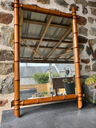 Grand miroir en rotin vintage