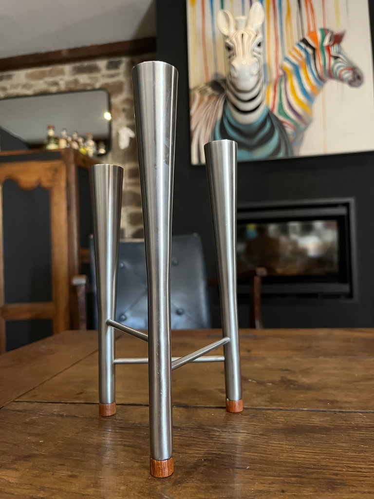 Chandelier acier, bois