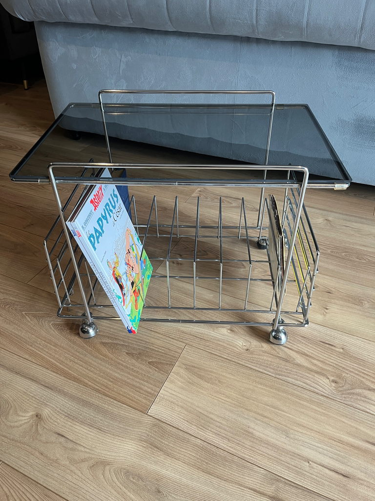 Table basse, porte-vinyles vintage