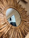 Miroir en tiges de Jacynthe d'eau séchée