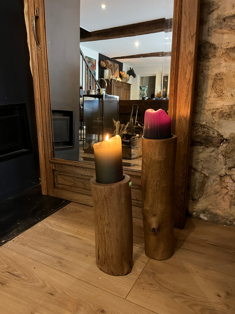 Duo de bougeoirs en bois