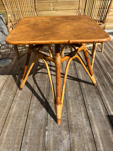 Table en rotin vintage