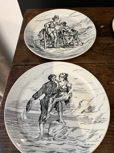 Série d'assiettes 'Bains de mer'