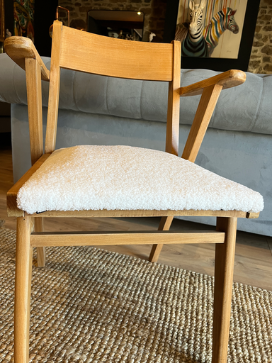 Fauteuil bridge en bois, années 60