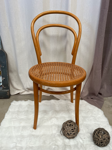 Chaise en bois courbé, assise cannage