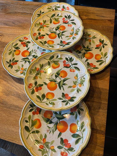 Lot de six assiettes plates en céramique 'Quadrifoglio'
