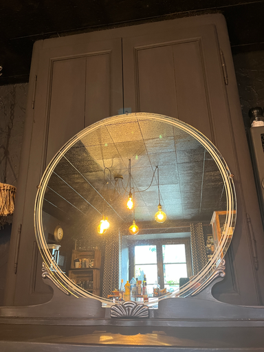 Grand miroir rond, art déco