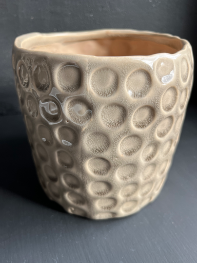 Vase beige en céramique, effet craquelé
