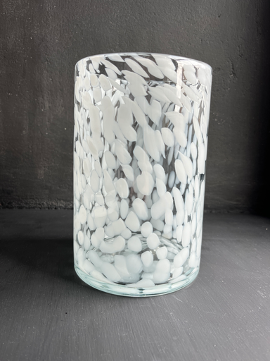 Vase en verre, tacheté de blanc