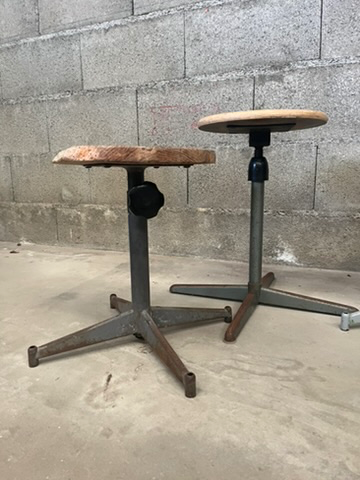 Tabouret industriel assise bois 