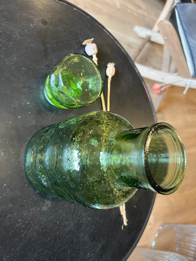 Carafe en verre bulle de couleur verte