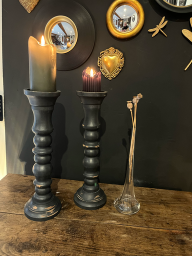 Grands bougeoirs en bois 